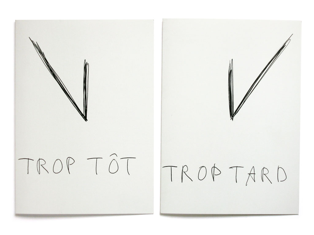 Claude Closky, ‘Trop tôt, trop tard [Too Soon, Too Late],’ 2005, ballpoint pen on paper, 2 x 21 x 15 cm.